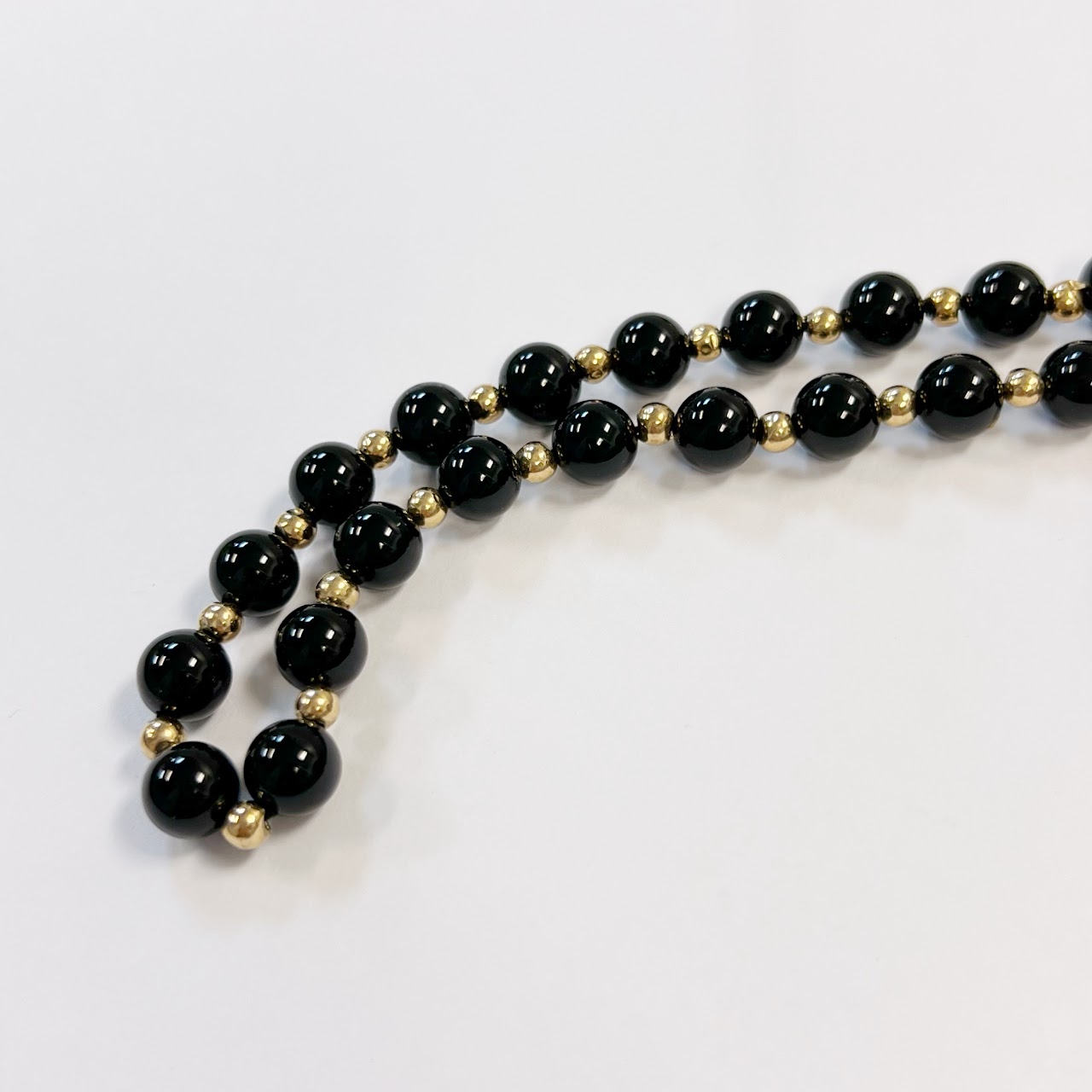 14K Gold and Onyx Bead Necklace