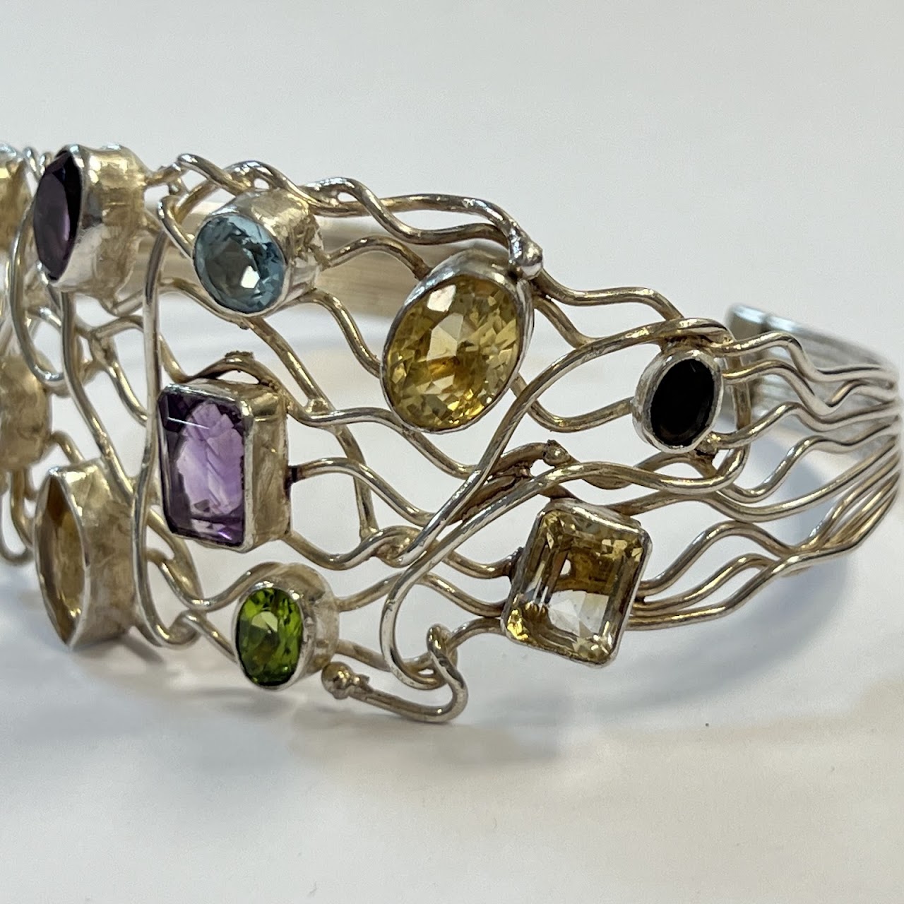 Sterling Silver and Multi Stone Cuff Bracelet