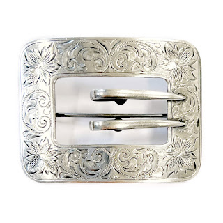 Sterling Silver Etched Buckle Brooch