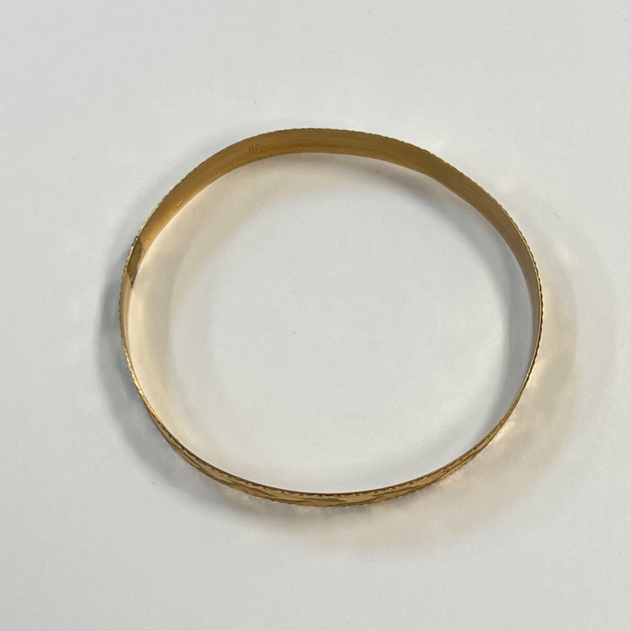 18K Gold Etched Bangle Bracelet