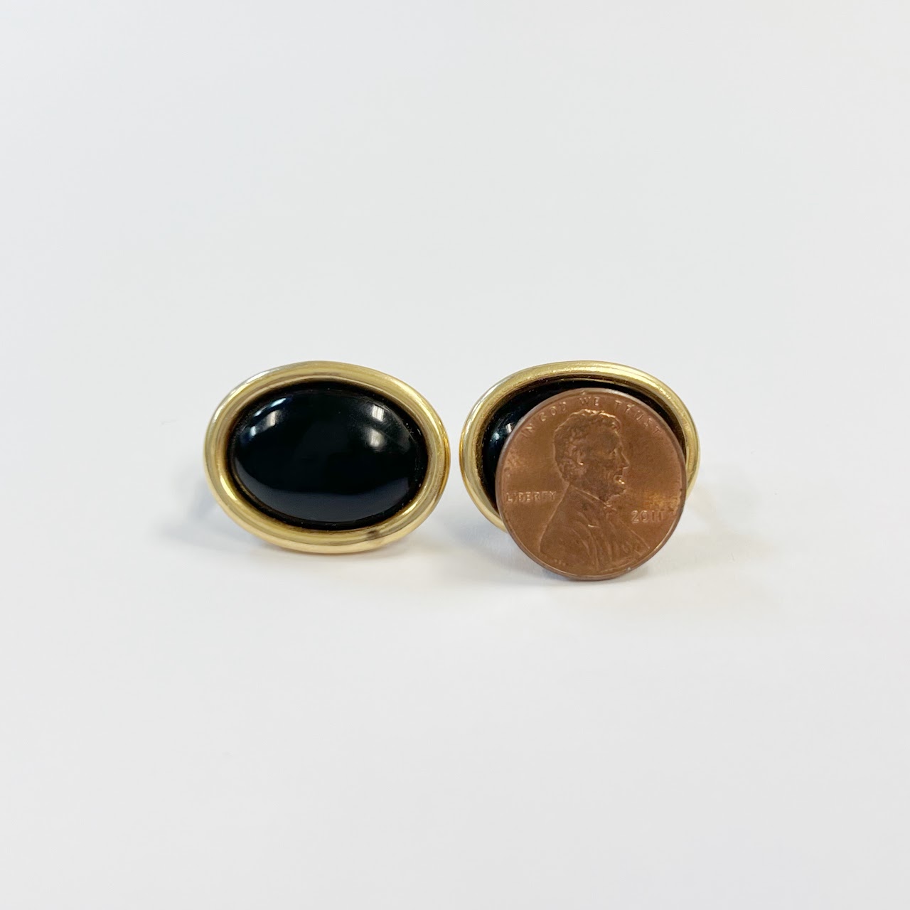 14K Gold and Obsidian Earrings