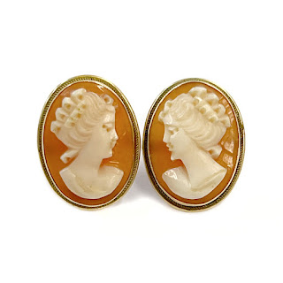 14K Gold Cameo Earrings