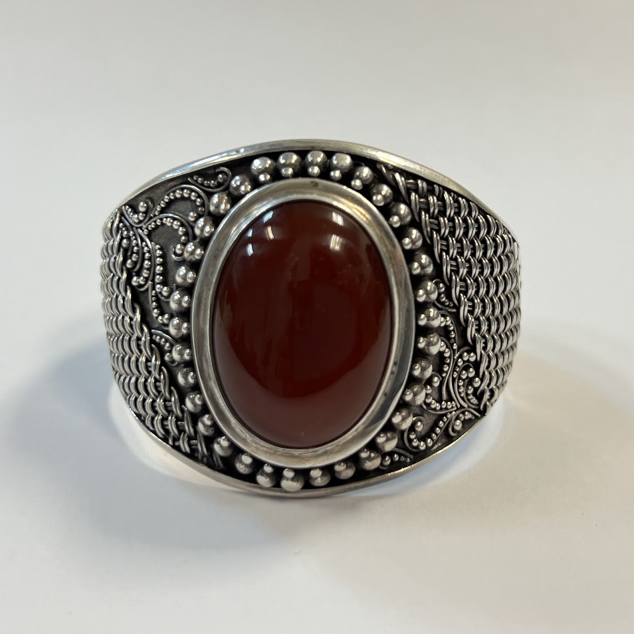 Sterling Silver and Red Stone Cuff