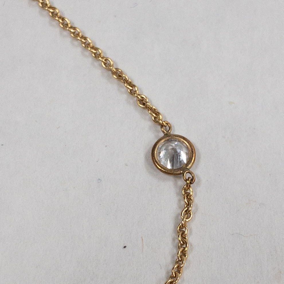 14K Gold and Crystal Station Necklace