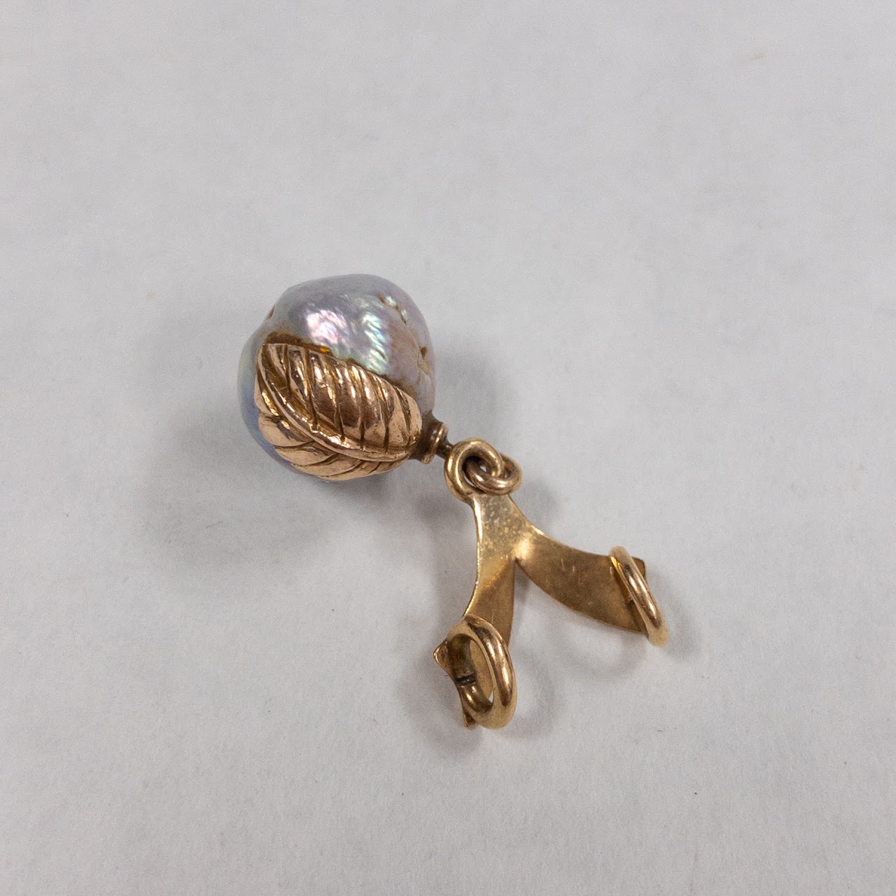 14K Gold and Baroque Pearl Pendant