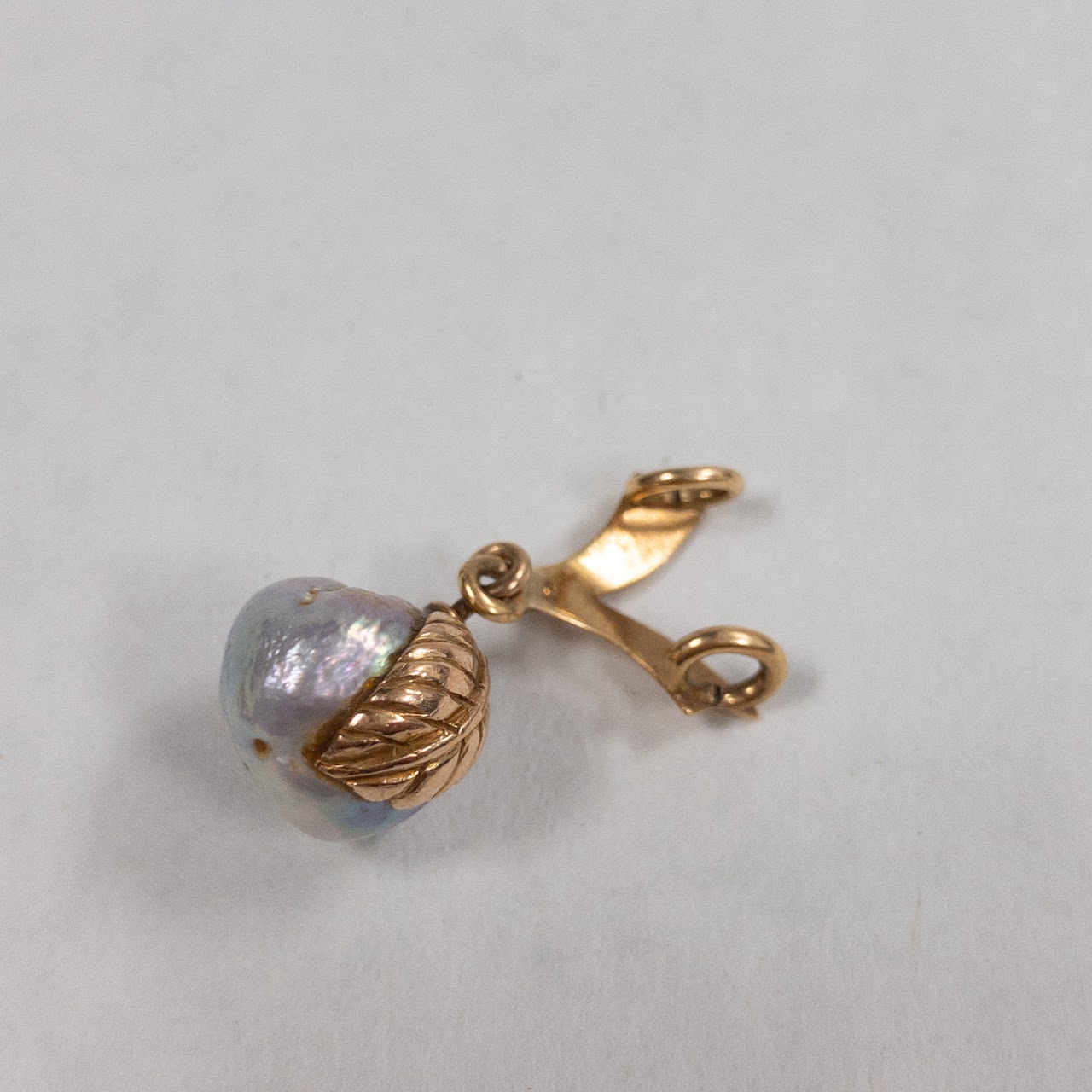 14K Gold and Baroque Pearl Pendant