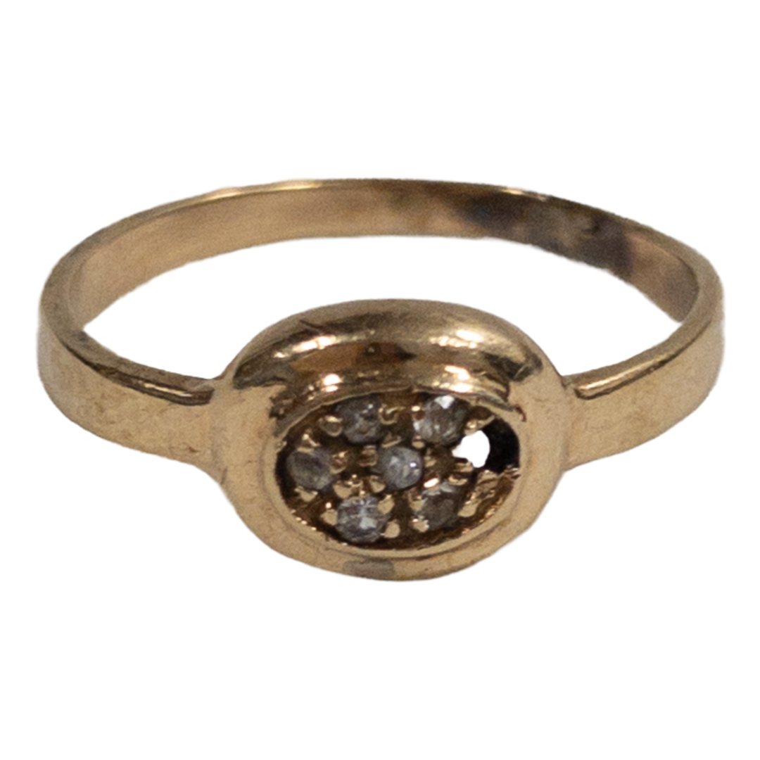 14K Gold and Clear Stone Ring