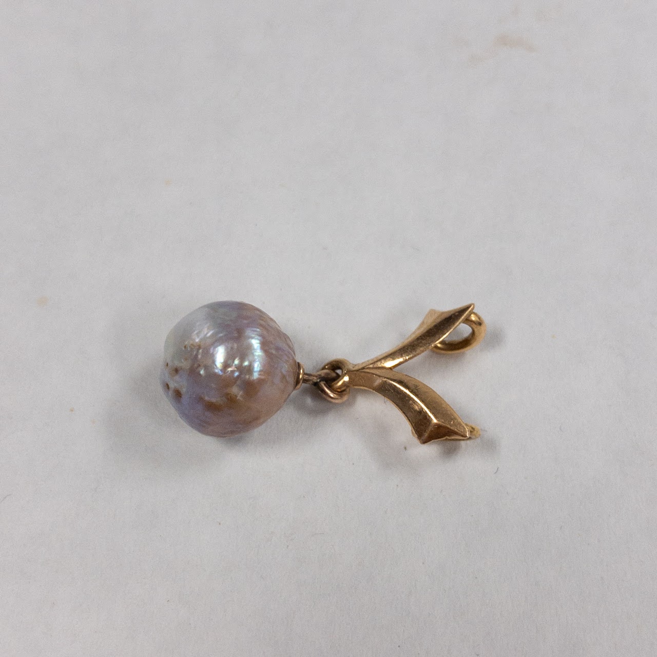 14K Gold and Baroque Pearl Pendant