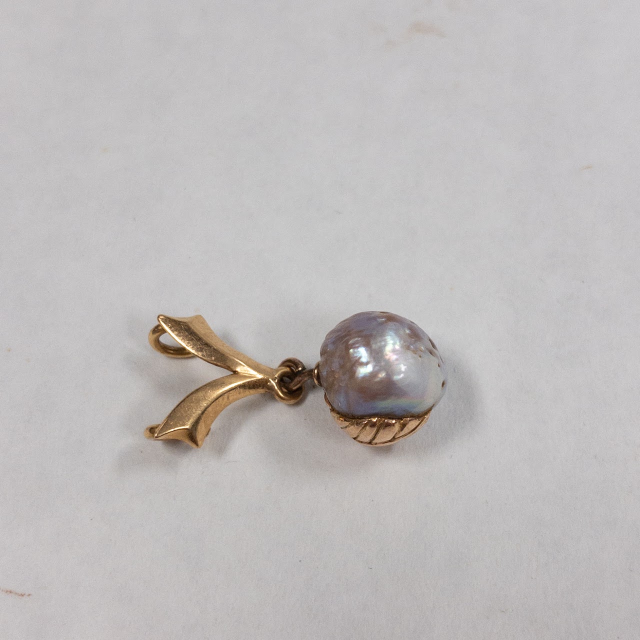 14K Gold and Baroque Pearl Pendant