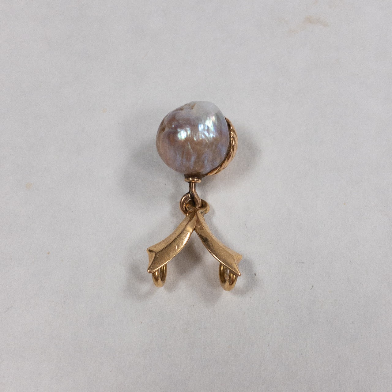 14K Gold and Baroque Pearl Pendant