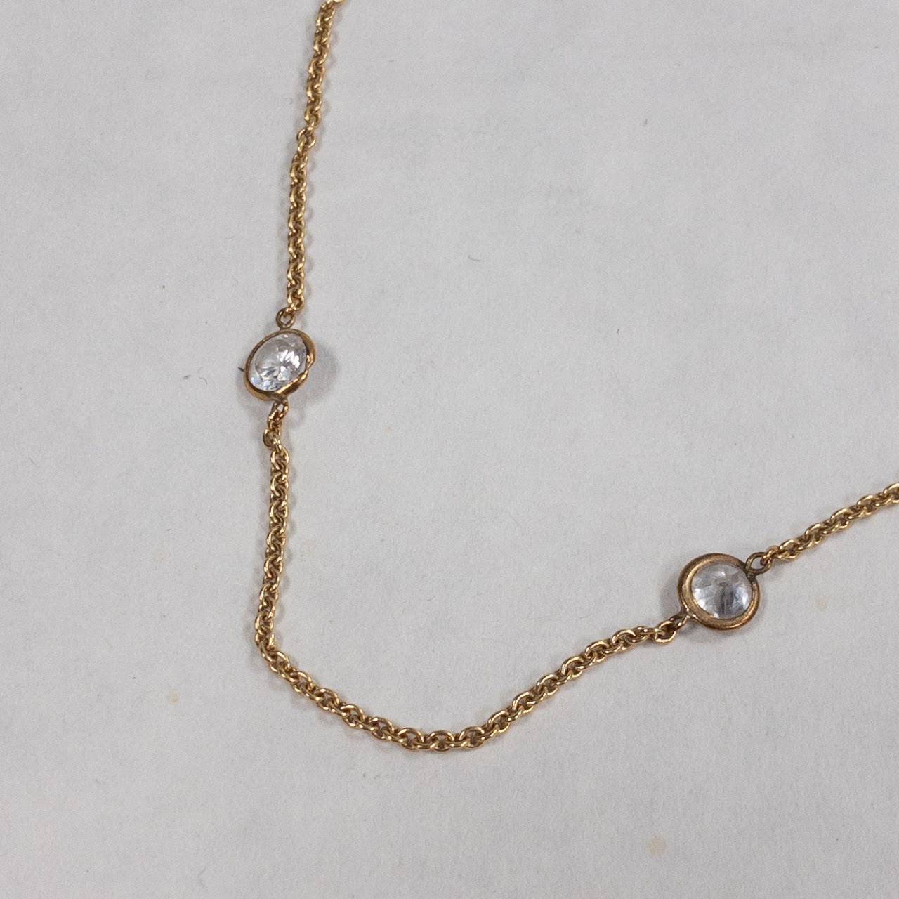 14K Gold and Crystal Station Necklace