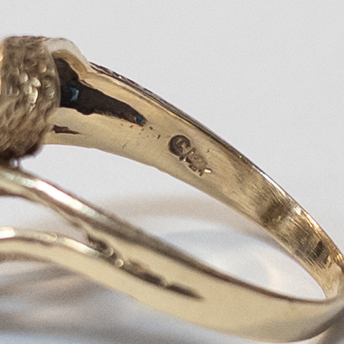 14K Gold  and Six Diamond Triangular Ring