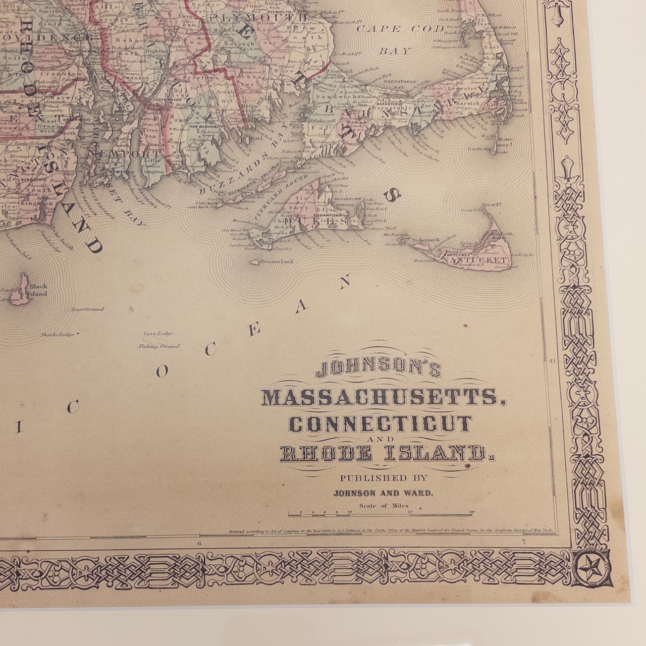 Civil War Era 'Johnson's Massachusetts, Connecticut, and Rhode Island' Map, Circa 1864