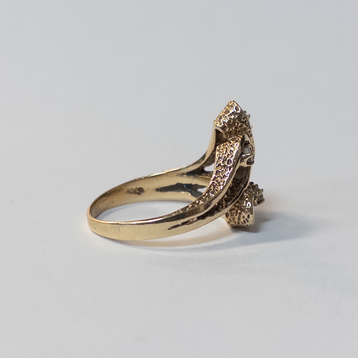 14K Gold  and Six Diamond Triangular Ring