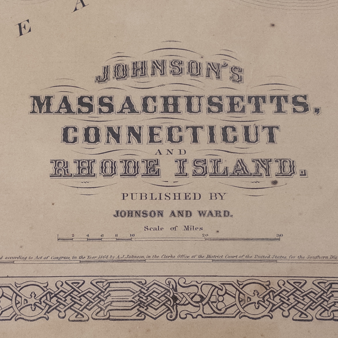 Civil War Era 'Johnson's Massachusetts, Connecticut, and Rhode Island' Map, Circa 1864