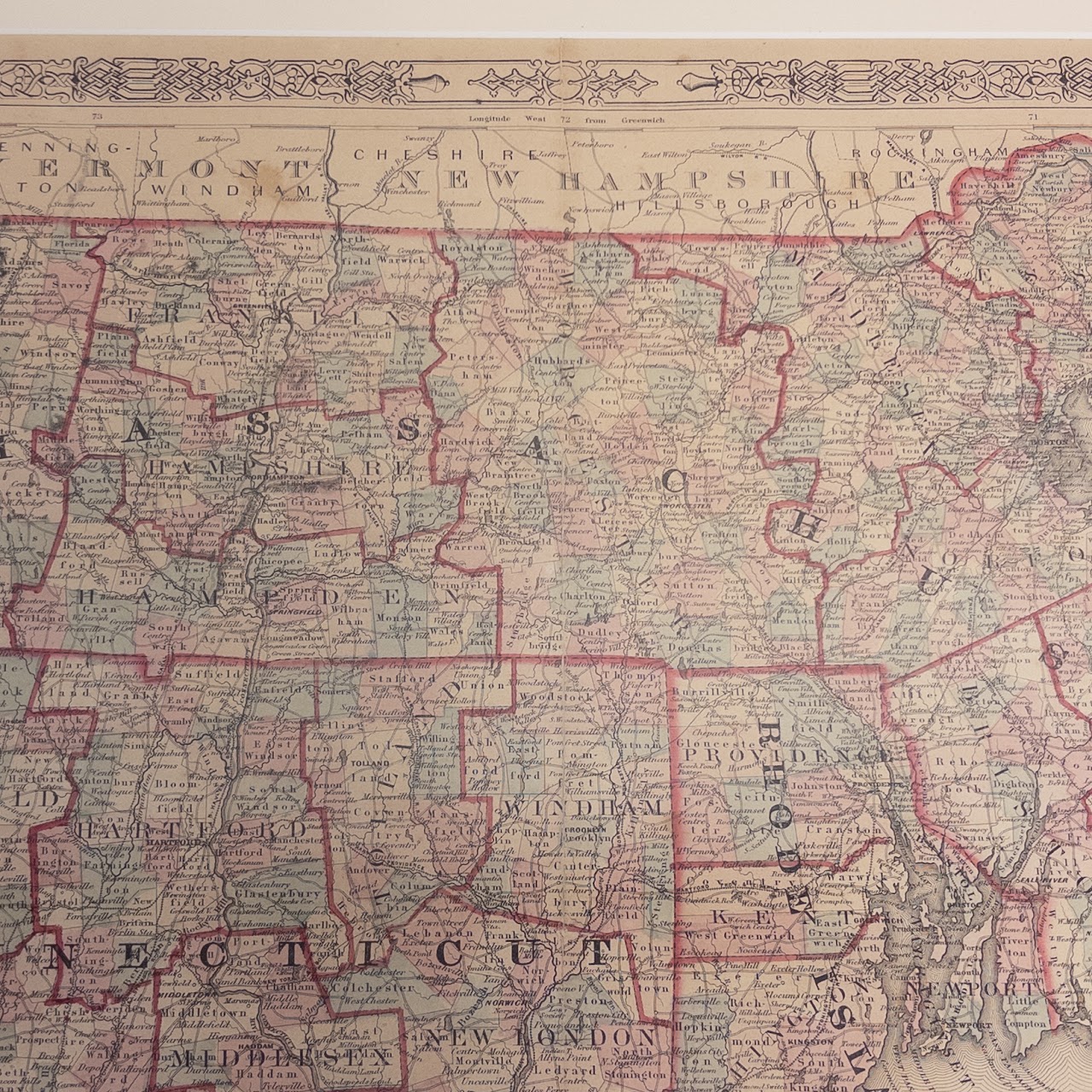 Civil War Era 'Johnson's Massachusetts, Connecticut, and Rhode Island' Map, Circa 1864