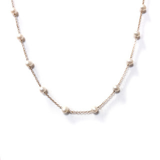 14K Gold and Station Pearl Necklace