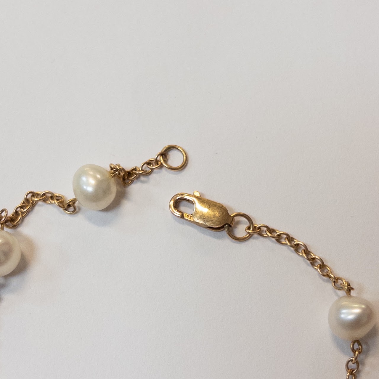 14K Gold and Station Pearl Necklace