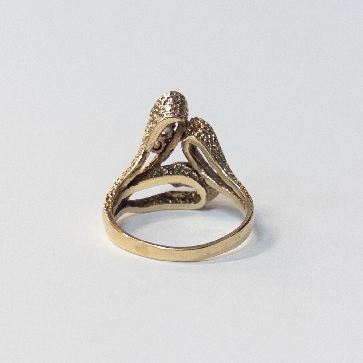 14K Gold  and Six Diamond Triangular Ring