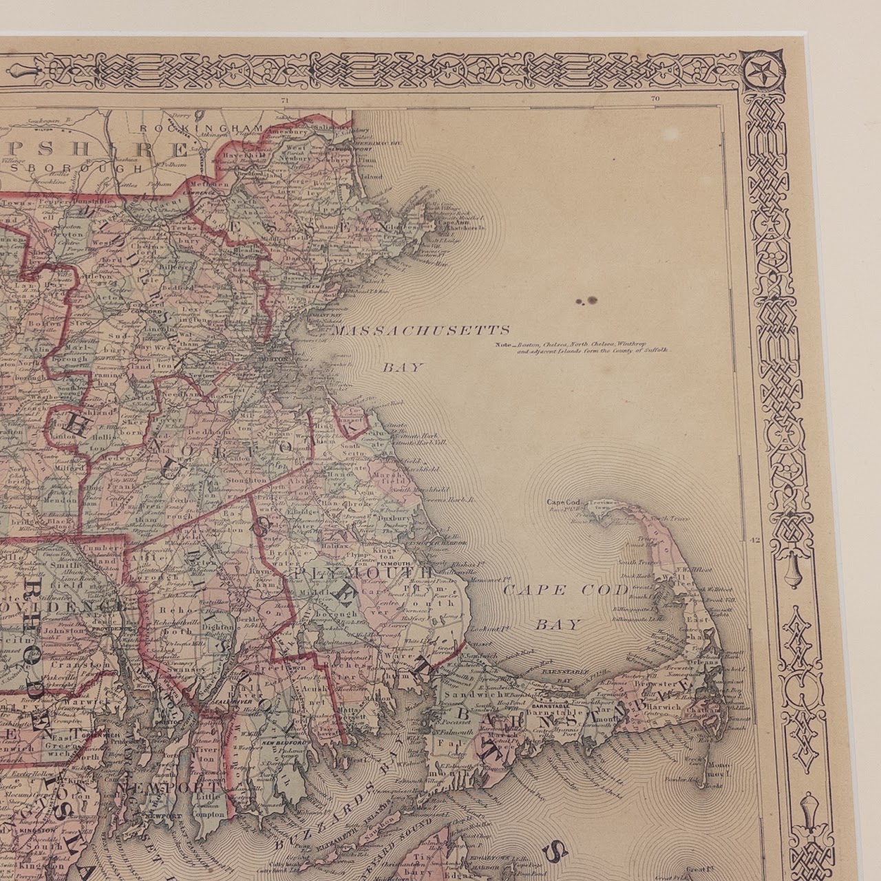 Civil War Era 'Johnson's Massachusetts, Connecticut, and Rhode Island' Map, Circa 1864