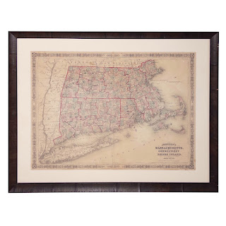 Civil War Era 'Johnson's Massachusetts, Connecticut, and Rhode Island' Map, Circa 1864