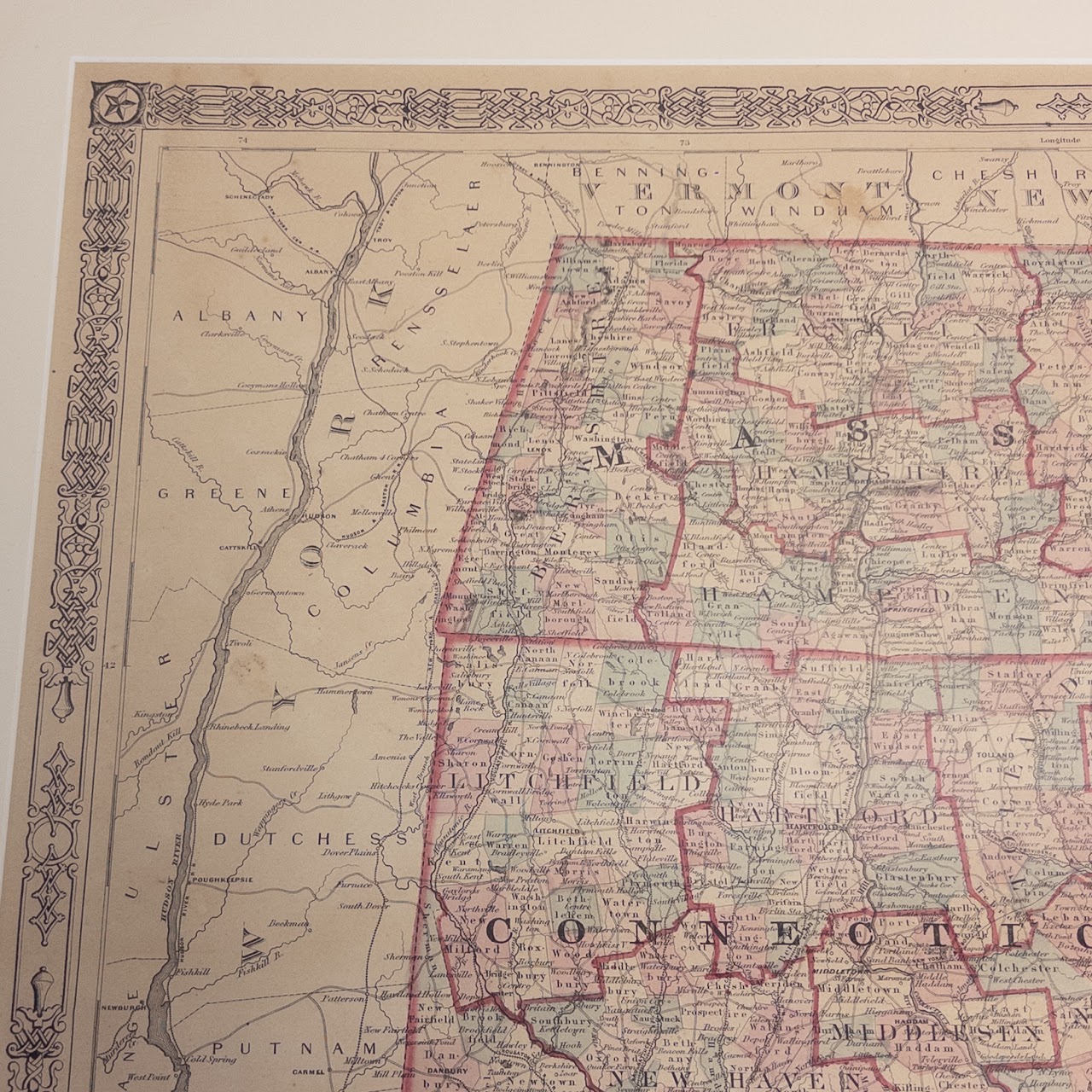 Civil War Era 'Johnson's Massachusetts, Connecticut, and Rhode Island' Map, Circa 1864