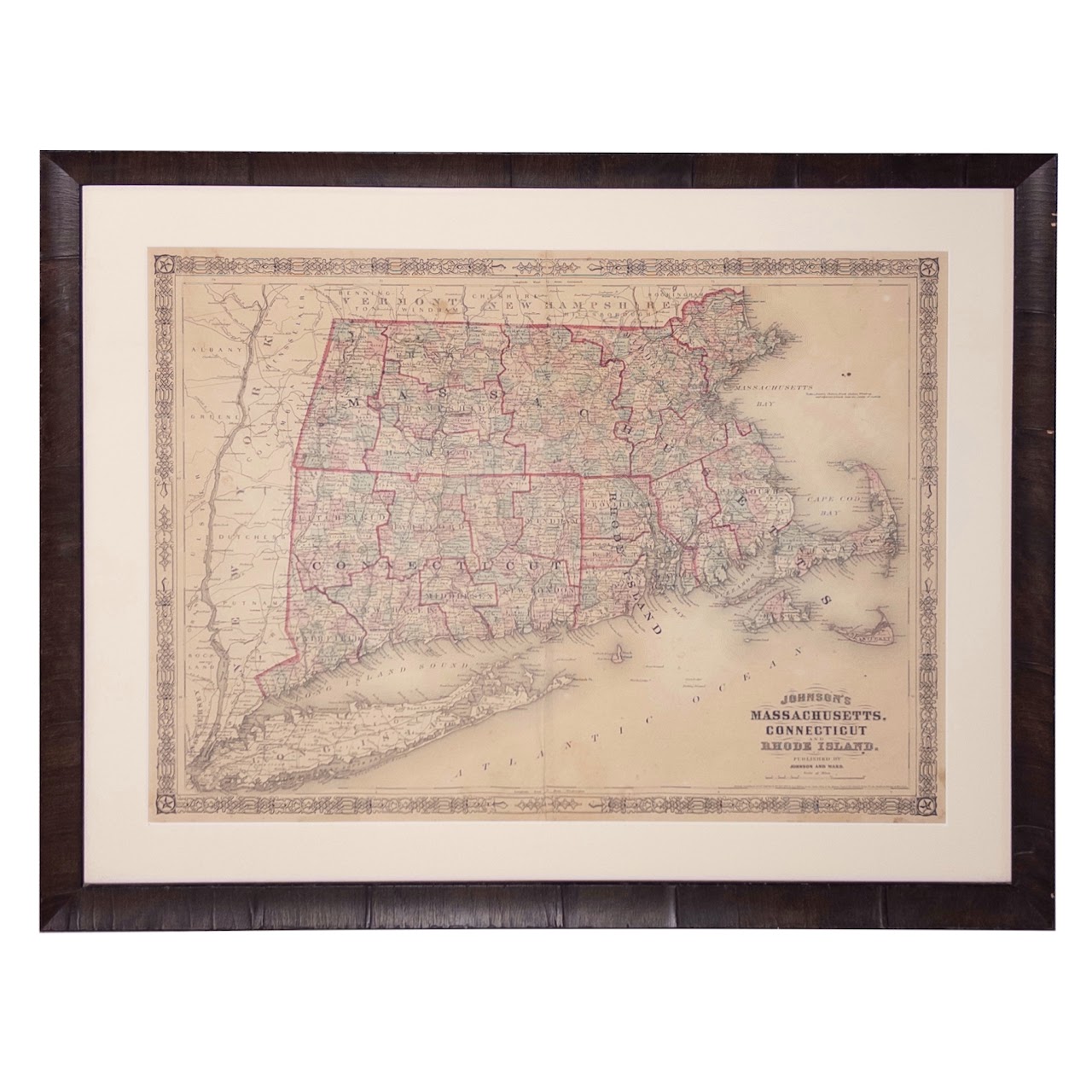 Civil War Era 'Johnson's Massachusetts, Connecticut, and Rhode Island' Map, Circa 1864