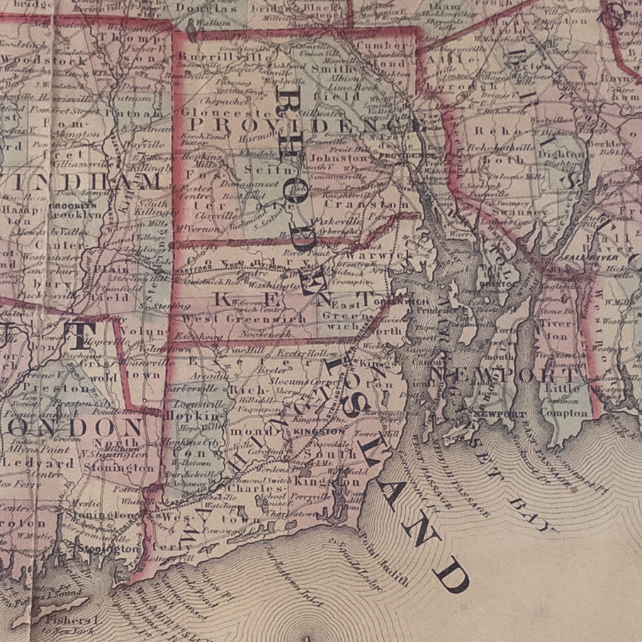 Civil War Era 'Johnson's Massachusetts, Connecticut, and Rhode Island' Map, Circa 1864