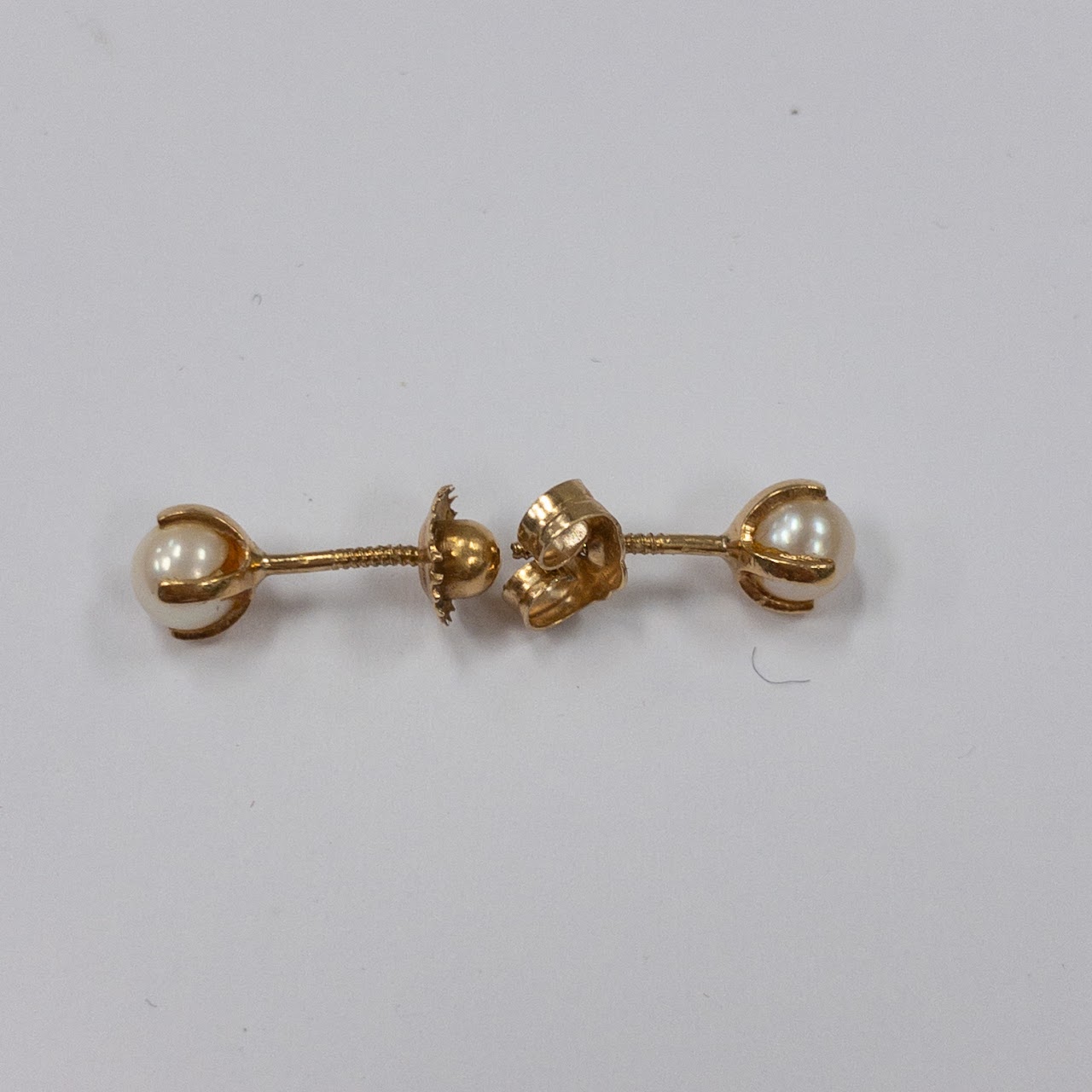 14K Gold and Pearl Stud Earrings