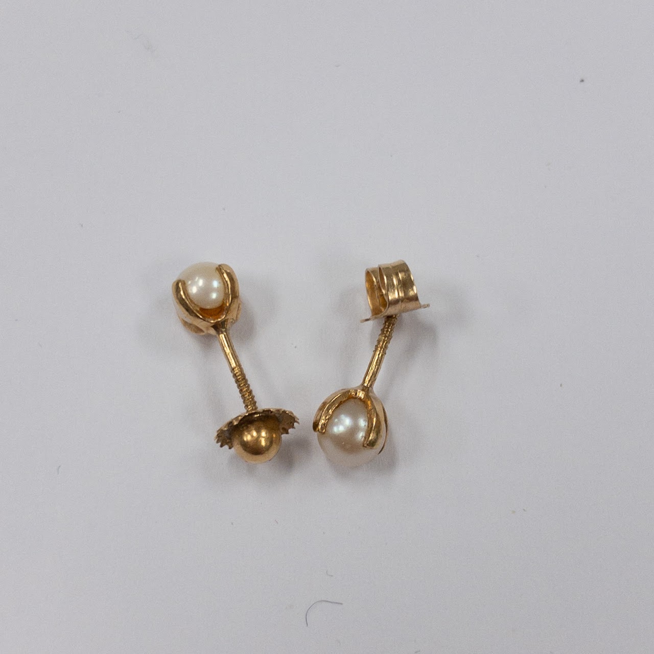 14K Gold and Pearl Stud Earrings