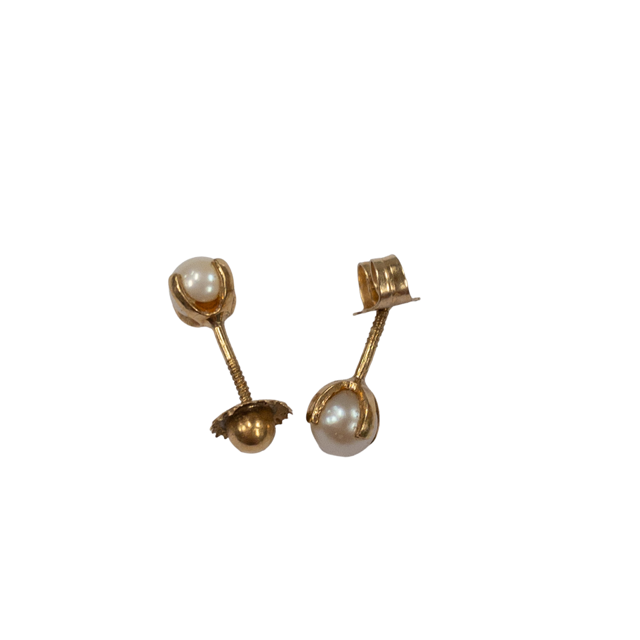 14K Gold and Pearl Stud Earrings