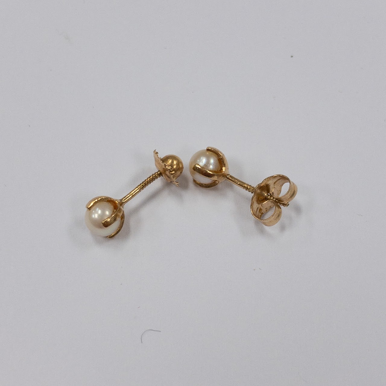 14K Gold and Pearl Stud Earrings