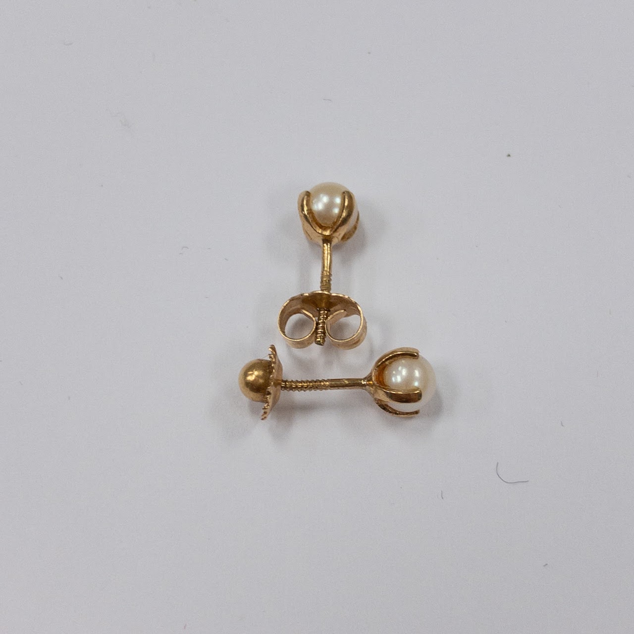 14K Gold and Pearl Stud Earrings