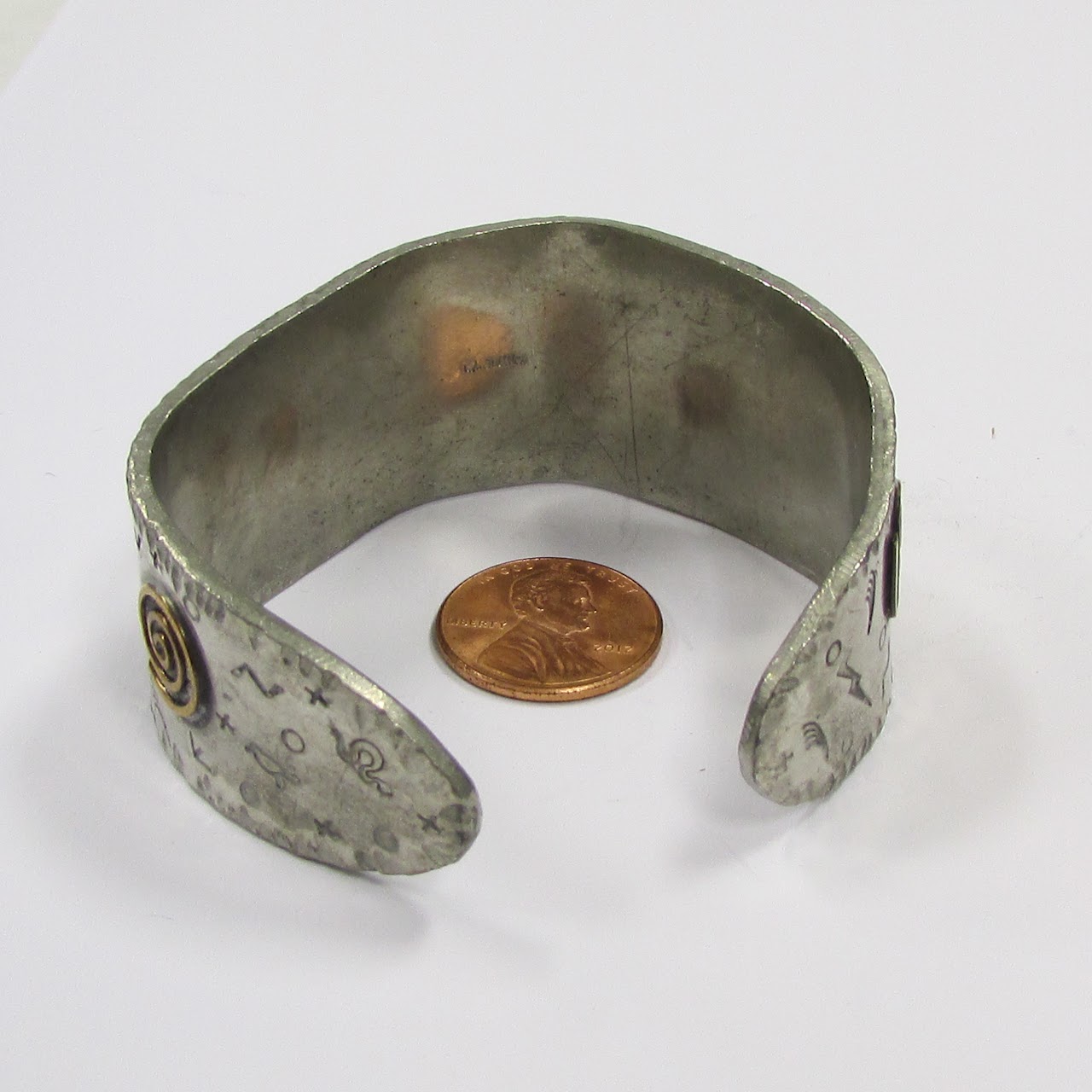 Mixed Metals & Fluorite Q.Miller Signed  Cuff Bracelet