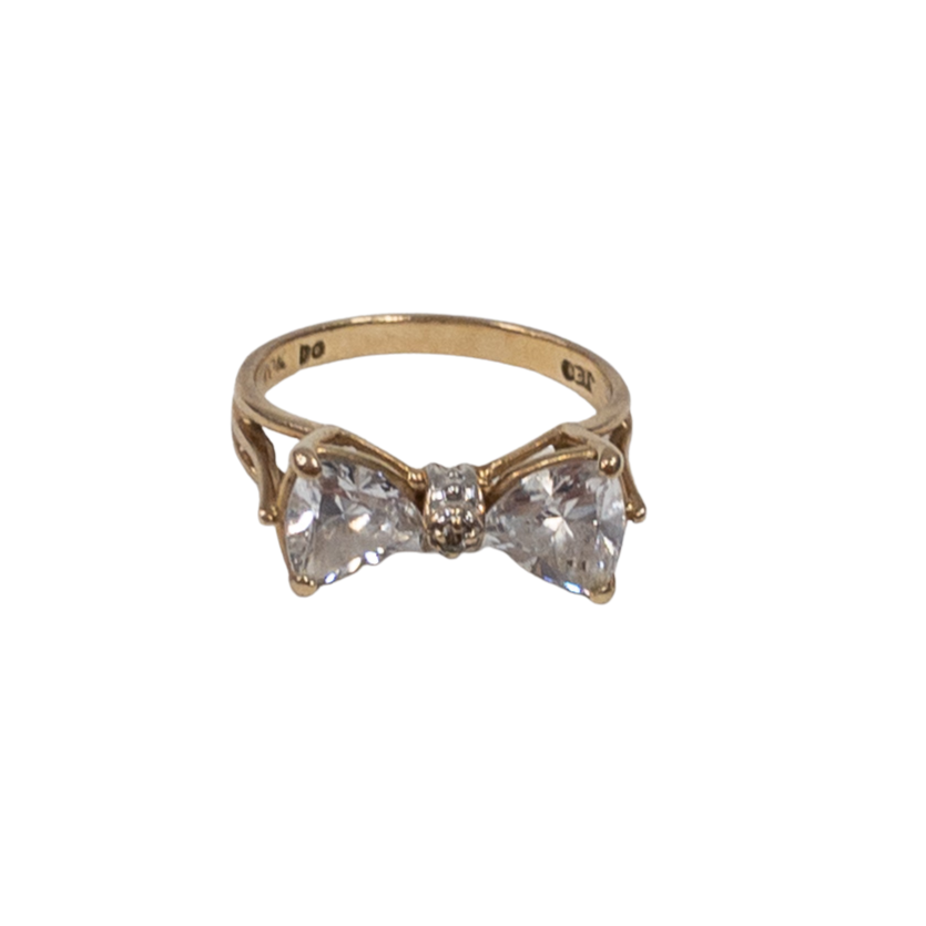 10K Gold Clear Stone Bow Ring