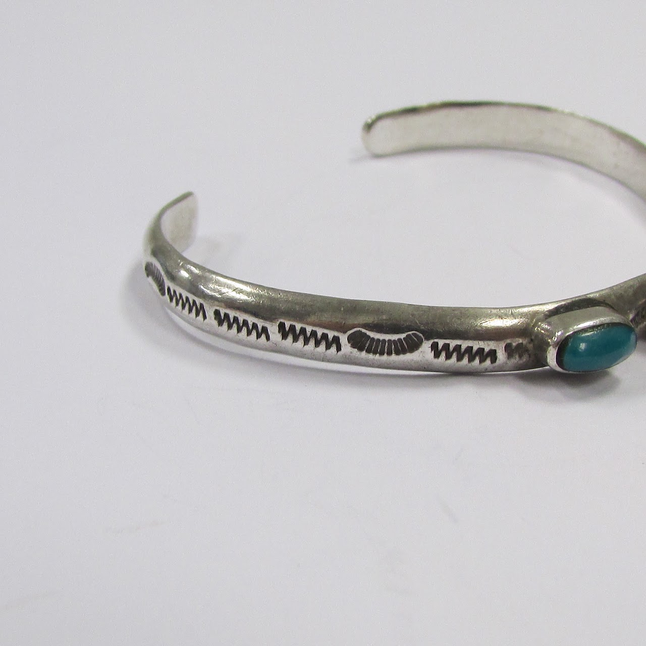 Sterling Silver & Turquoise Signed Bangle Pair