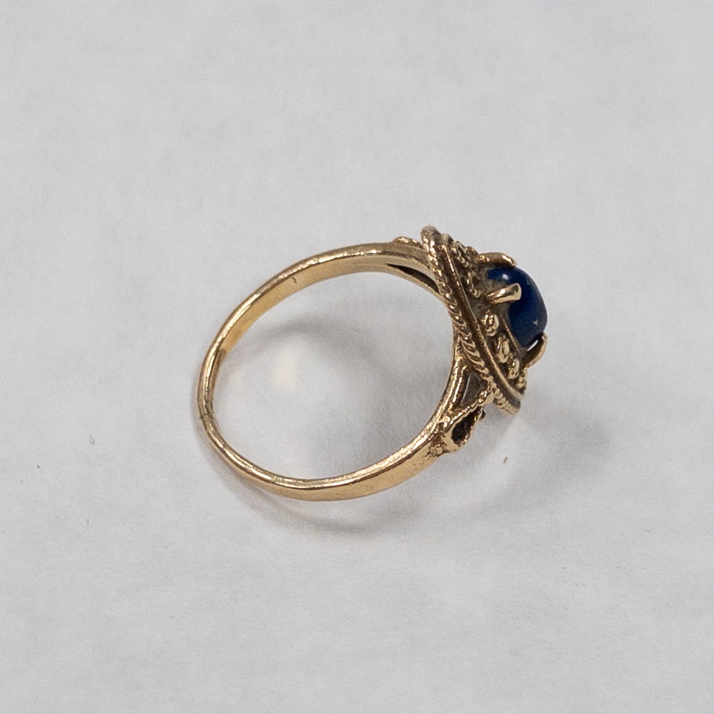 14K Gold Blue Cabochon Child's Ring