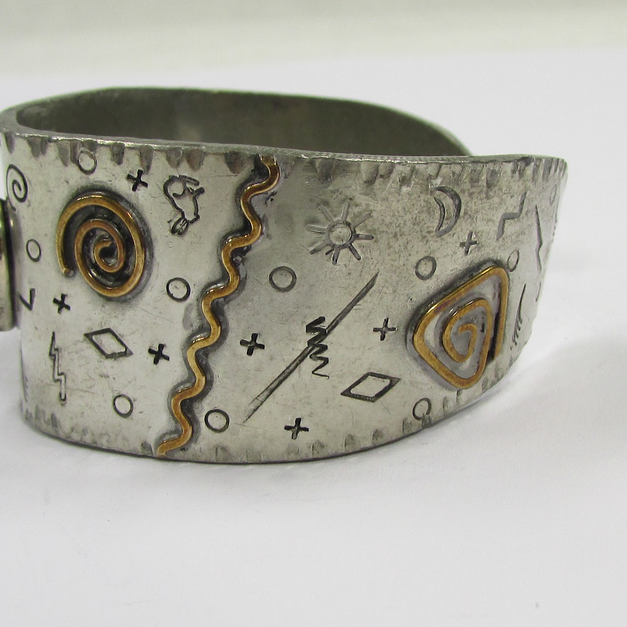 Mixed Metals & Fluorite Q.Miller Signed  Cuff Bracelet