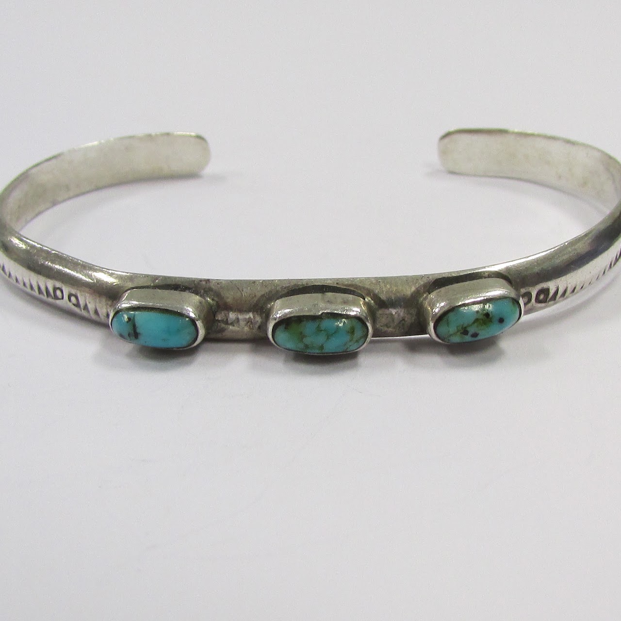 Sterling Silver & Turquoise Signed Bangle Pair