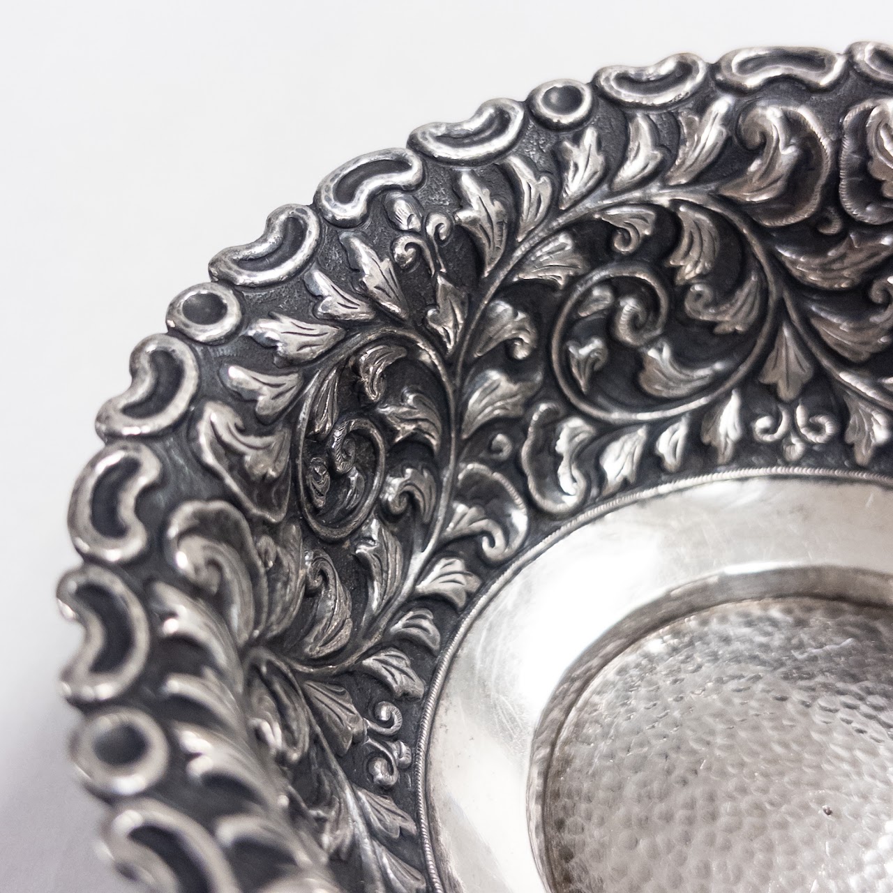 800 Silver Pierced Repoussé Foliate Set of Twelve Bowls