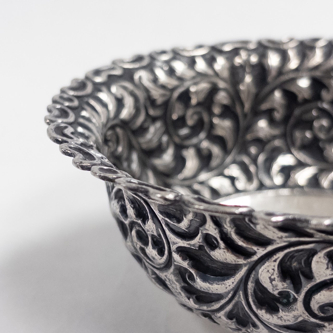 800 Silver Pierced Repoussé Foliate Set of Twelve Bowls