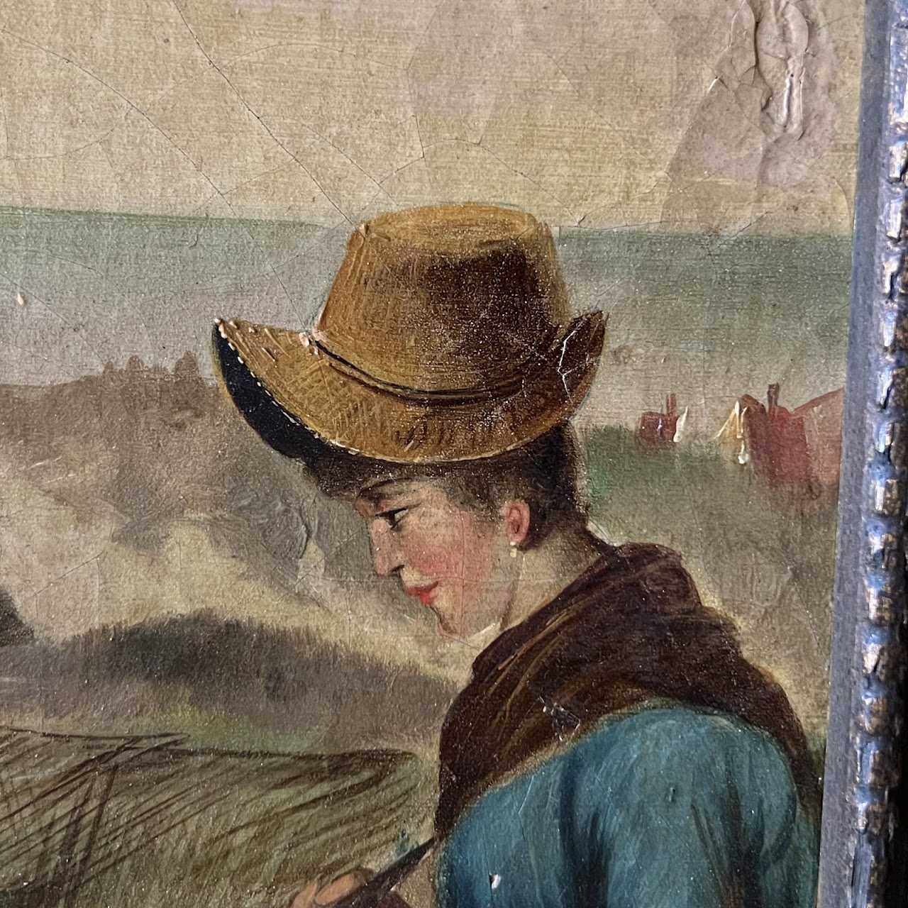 R. Gould Signed Antique Seaside Scene Oil Painting