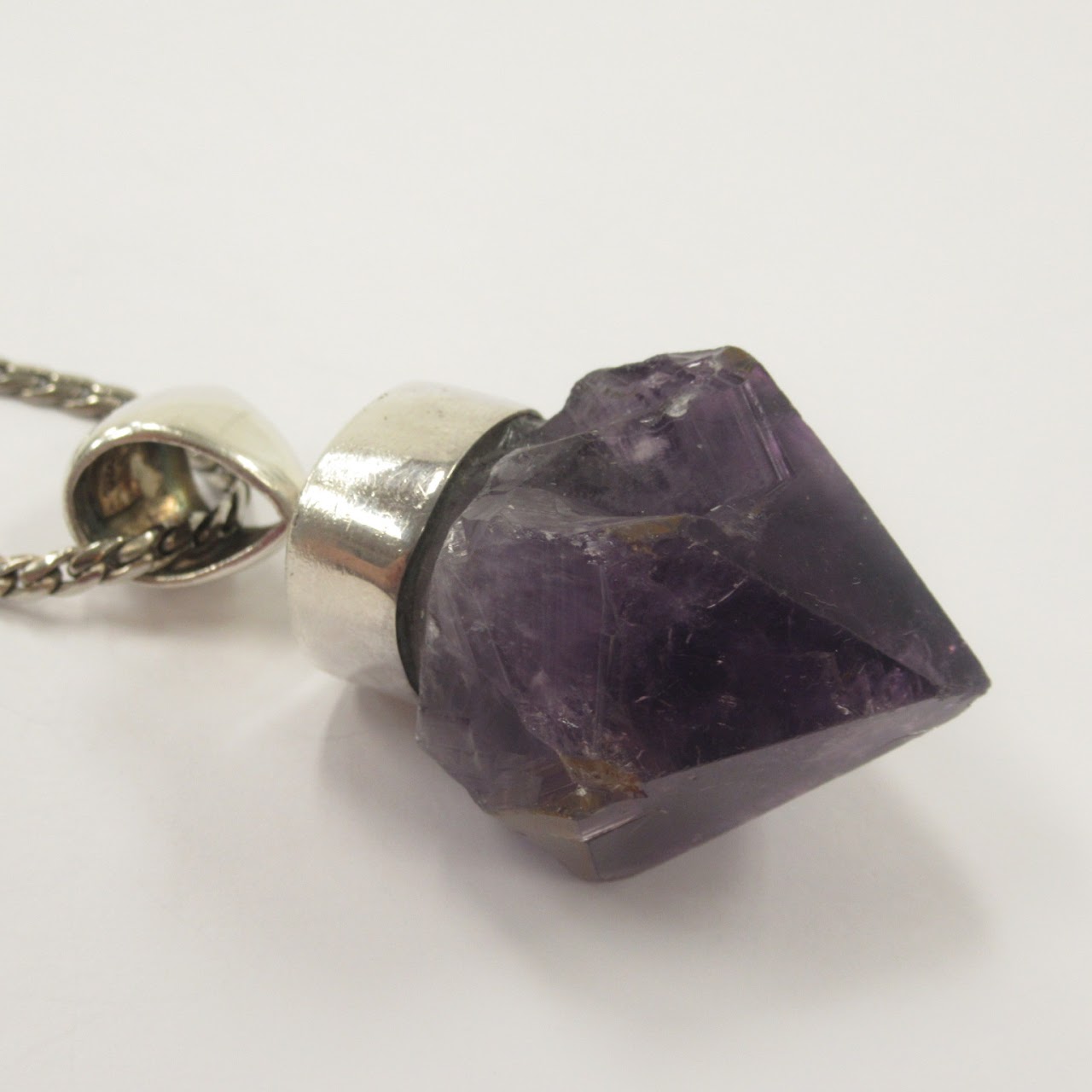 Sterling Silver and Amethyst Chunk Pendant Necklace