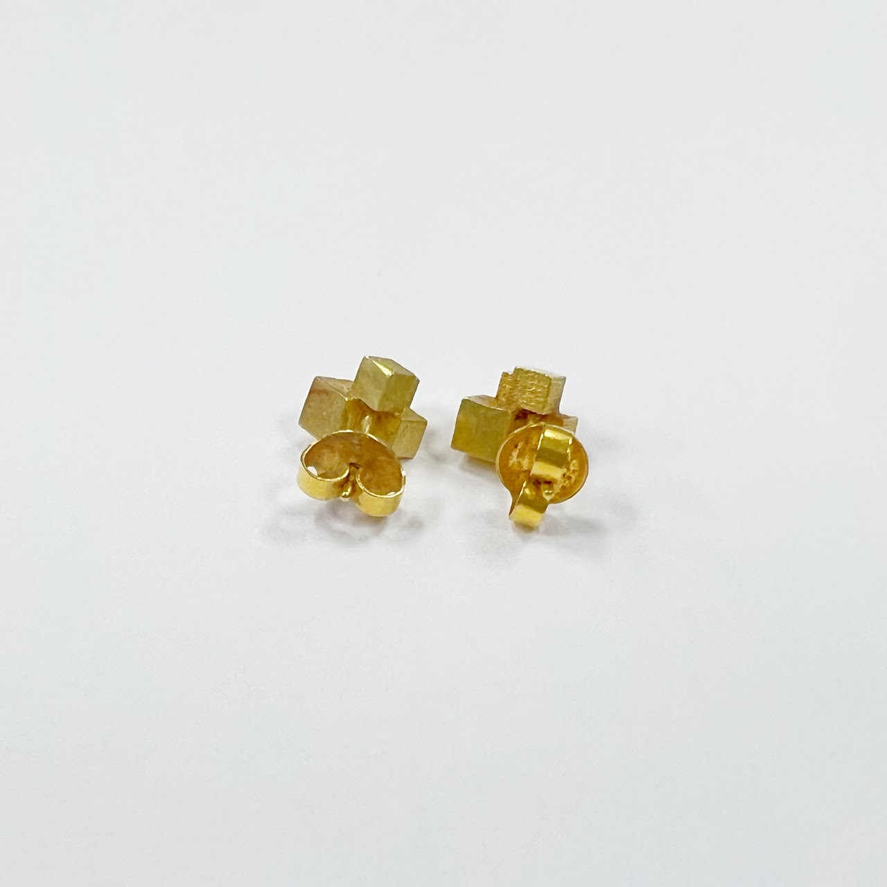 14K Gold Cube Earrings