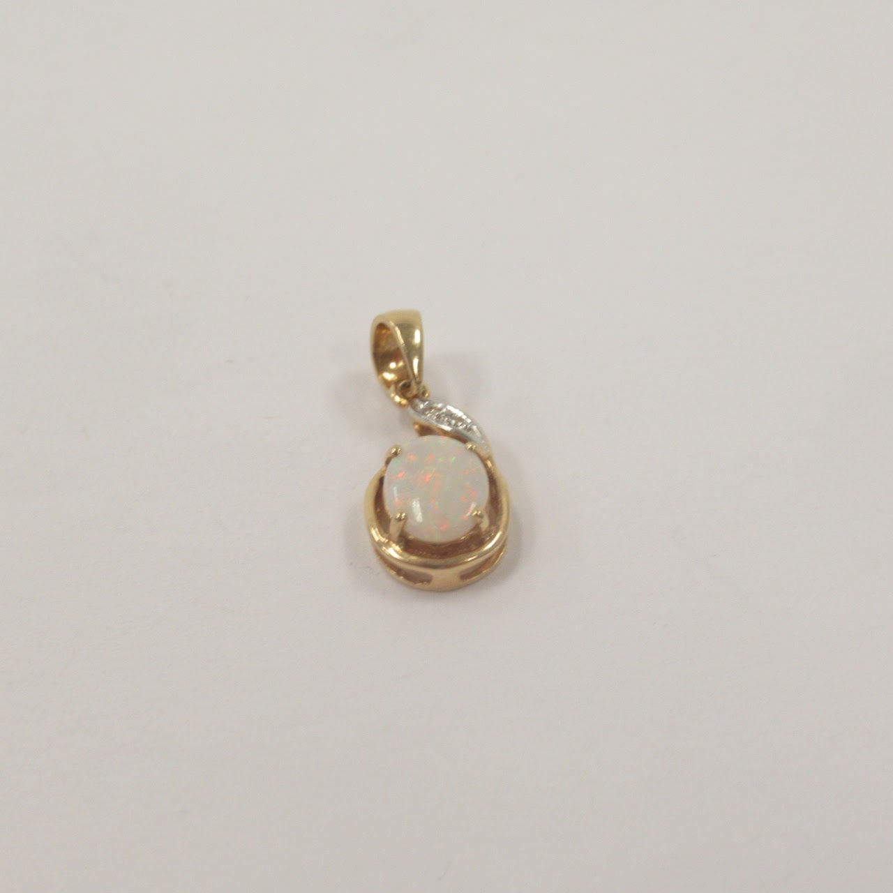 14K Gold, Opal, and Diamond Pendant