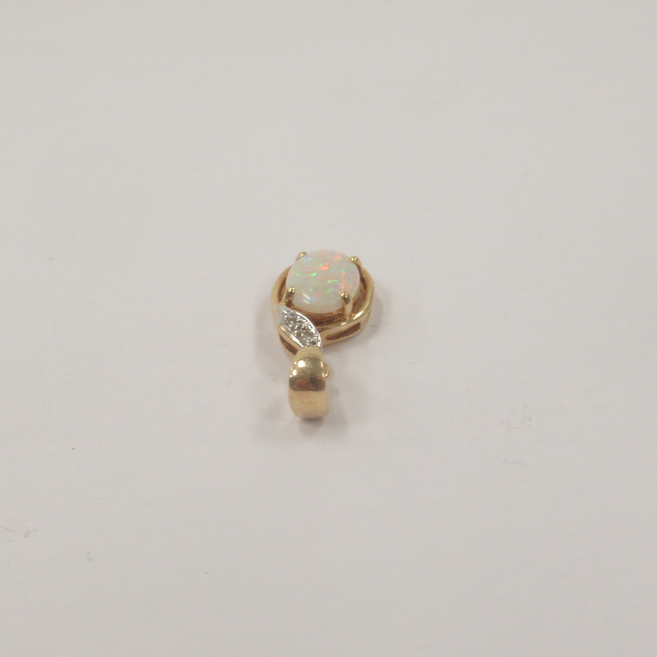 14K Gold, Opal, and Diamond Pendant