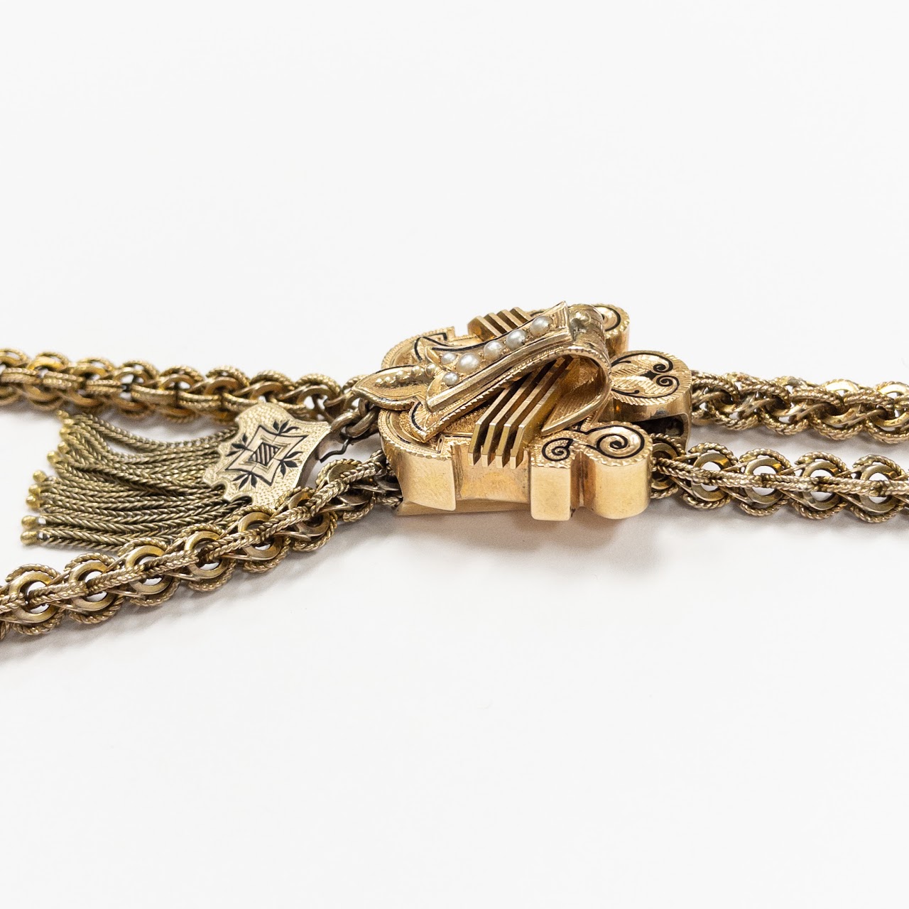 9K Gold Victorian Watch Chain with Slide