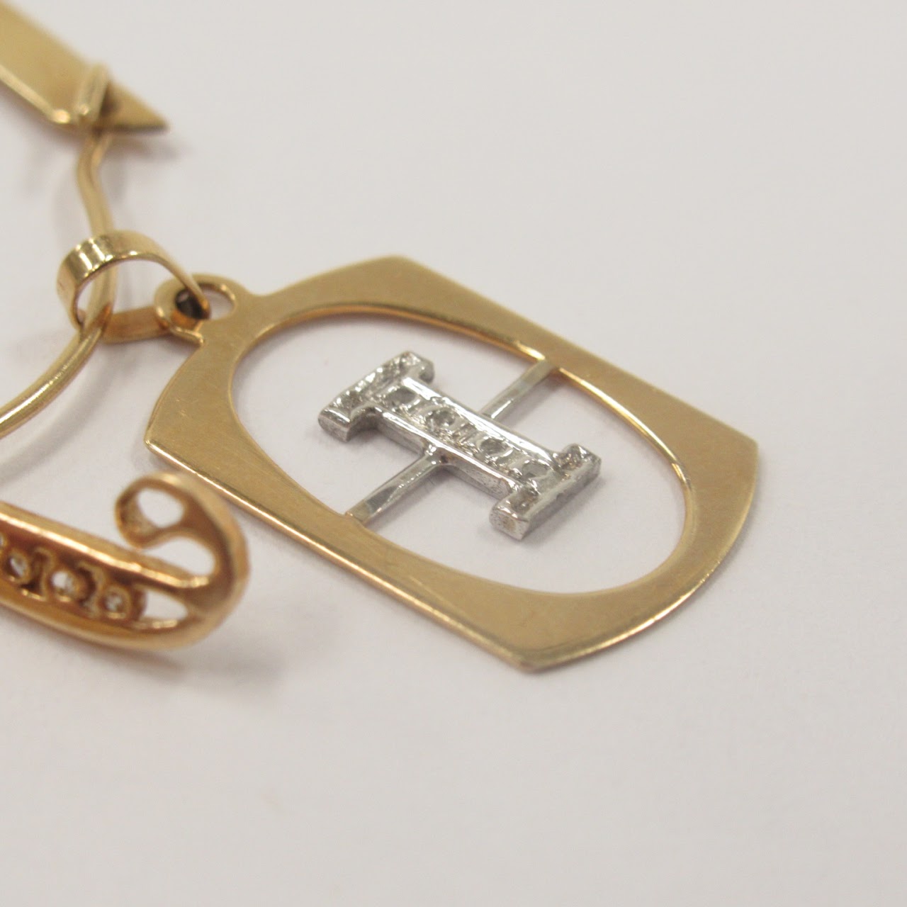 14K Gold & Diamond Letter Charm Pendant