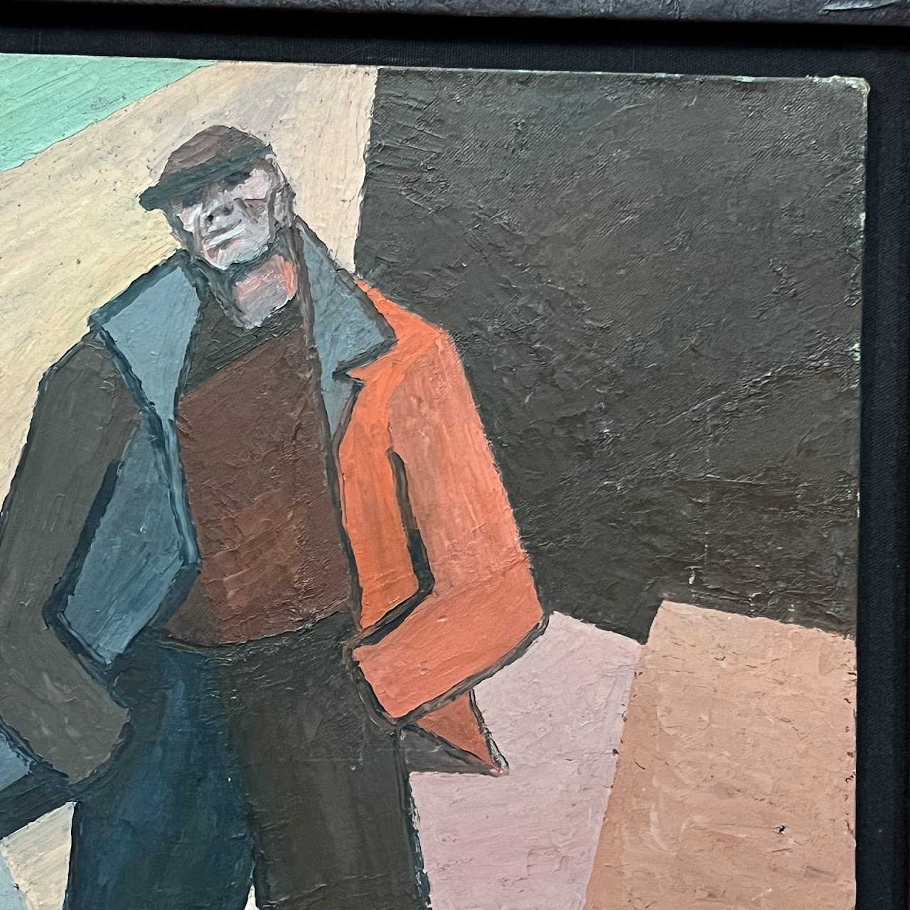 G. Goodman Signed Modernist Figural Portrait Oil Painting