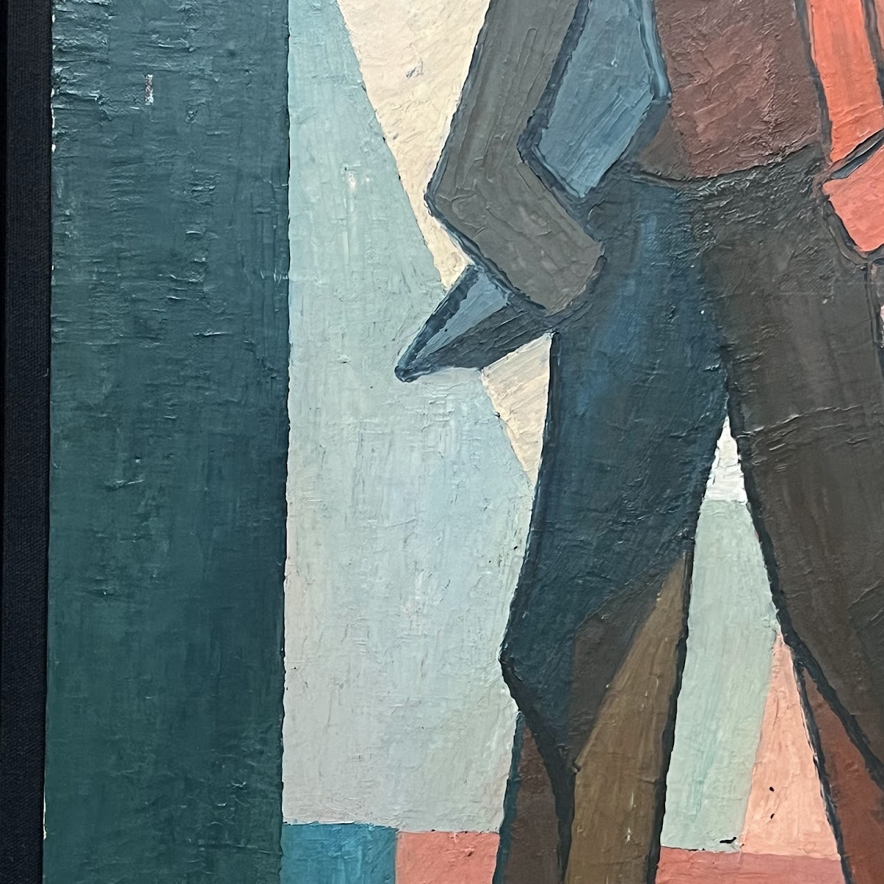 G. Goodman Signed Modernist Figural Portrait Oil Painting